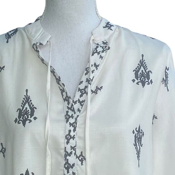 Sunday Up White Black Embroidered Tassel Tie Mini Dress Small - Picture 2 of 7